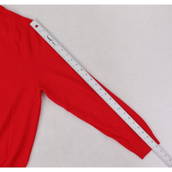 Brooks Brothers V-Neck Sweater Mens Medium Red Merino Wool Stretch Knit Pullover - Picture 9 of 13